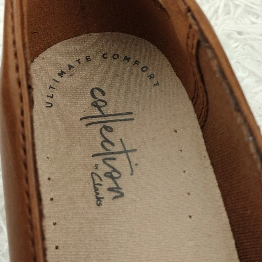 Collection by Clarks Ultimate Comfort Brown Leather Round Toe Wedge Heel Shoe